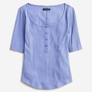 J. CREW Vintage Rib Henley T-Shirt in Periwinkle Viola Haze Preppy Travel Casual